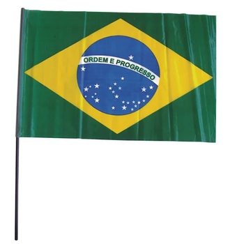 10 BANDEIRAS DO BRASIL PLASTICA 27CMX39CM C/CABO P C/10