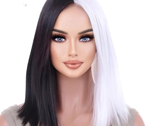 909927 PERUCA CHANEL PRETA E BRANCA