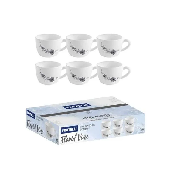 A40093 CONJUNTO XICARAS 130 ML 6 PCS FLORID VINE
