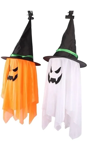 909902 ENFEITE PENDURAR FANTASMA BRANCO C/LUZ