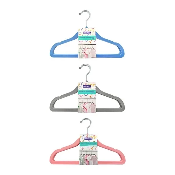 A61844 CONJUNTO CABIDE VELUDO INFANTIL COLOR C/3