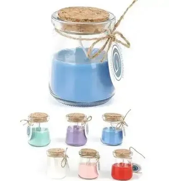 VEL-182 VELA PERFUMADA C/ SUPORTE DE VIDRO 5X7CM