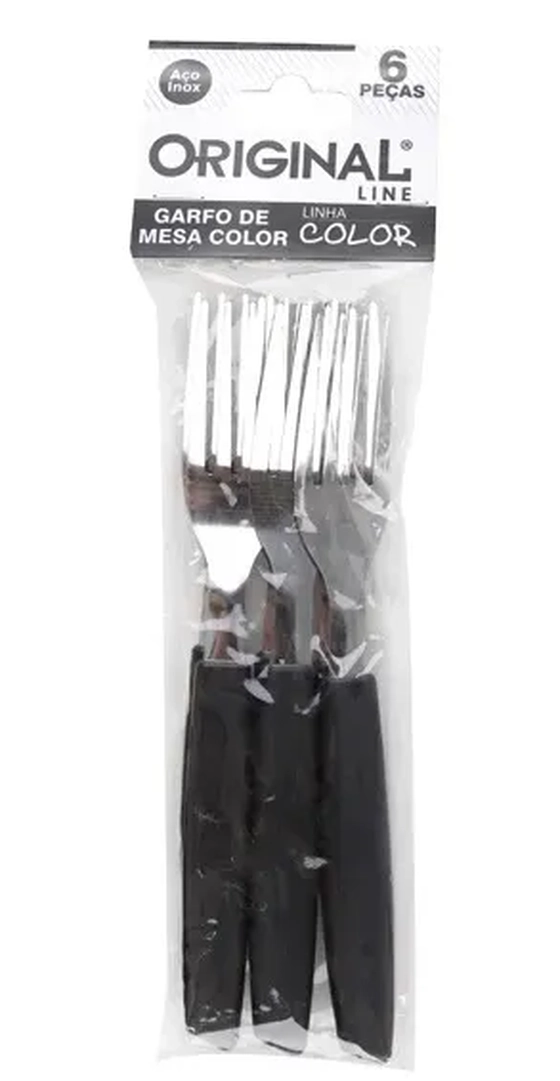 SL0186D GARFO DE MESA COLOR C/6 PECAS PRETO
