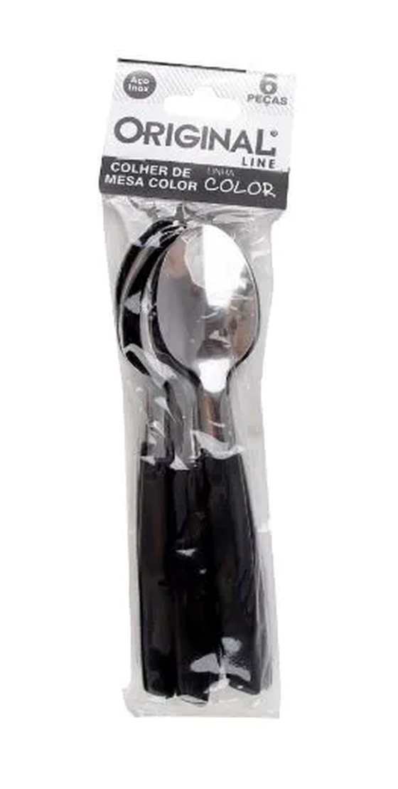 SL0188D COLHER DE MESA COLOR C/6 PECAS PRETO
