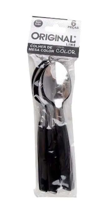 SL0188D COLHER DE MESA COLOR C/6 PECAS PRETO