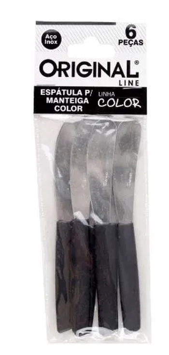 SL0190 ESPATULA P/MANTEIGA COLOR C/6 PECAS PRETO