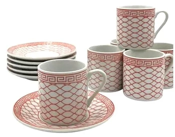 WX11543 CJ DE XICARAS DE CAFE C/ PIRES PORCELANA C/6