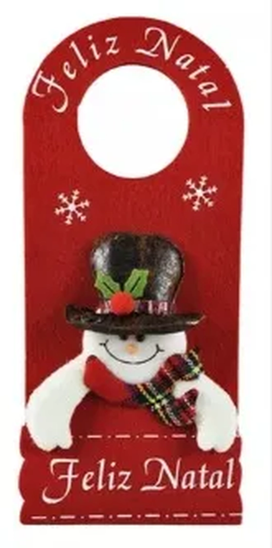 910654 ENFEITE P/ MACANETA NATALINA BONECO DE NEVE 10X24CM