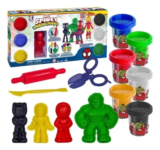 2700 KIT DE MOLDES E MASSINHAS MARVEL SPIDEY AMIGOS