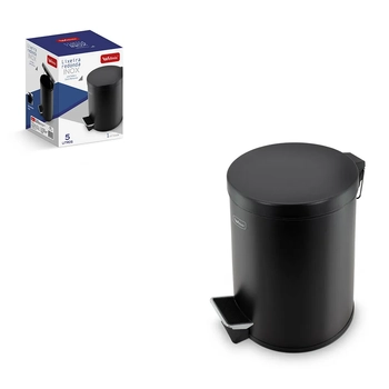 WX11199 LIXEIRA PEDAL INOX REDONDA PRETA 5L