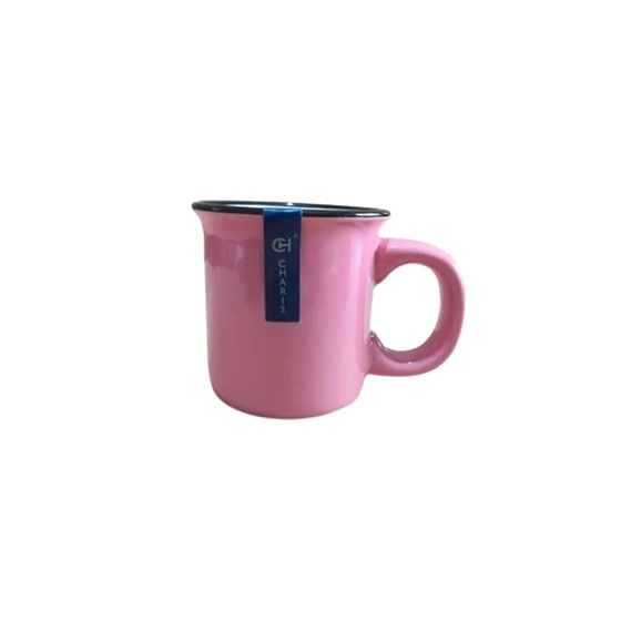 WX12043 CANECA CERAMICA ORCHID RETRO ROSA E BRANCO 95ML