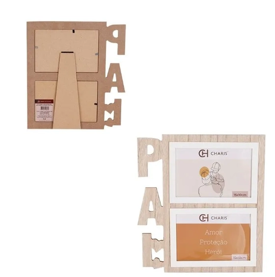 WX12859 PORTA RETRATO MDF DUPLO AMOR DE PAI MARROM 10CM X 15