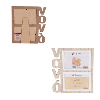 WX12864 PORTA RETRATO MDF DUPLO AMOR DA VOVO MARROM 10X15CM