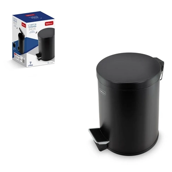 WX11571 LIXEIRA PEDAL INOX REDONDA PRETA 8L