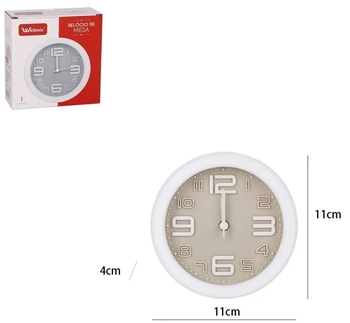 WX13589 RELOGIO DE MESA REDONDO PP CINZA 11CM