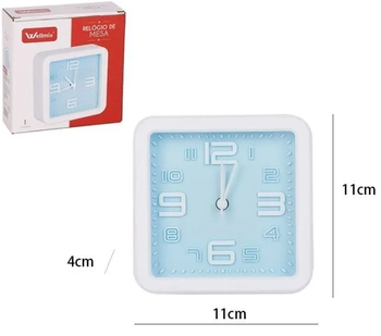 WX13592 RELOGIO DE MESA QUADRADO PP AZUL CLARO 11CM