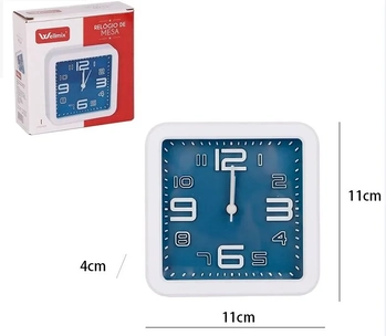 WX13594 RELOGIO DE MESA QUADRADO PP AZUL 11CM