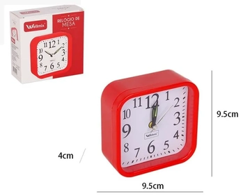 WX13598 RELOGIO DE MESA QUADRADO PP VERMELHO 10CM