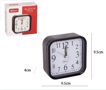 WX13599 RELOGIO DE MESA QUADRADO PP PRETO 10CM