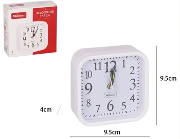 WX13600 RELOGIO DE MESA QUADRADO PP BRANCO 10CM