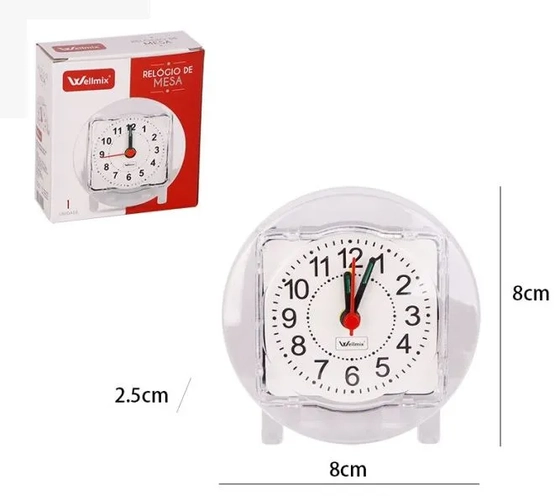 WX13602 RELOGIO DE MESA PP TRANSPARENTE 8CM