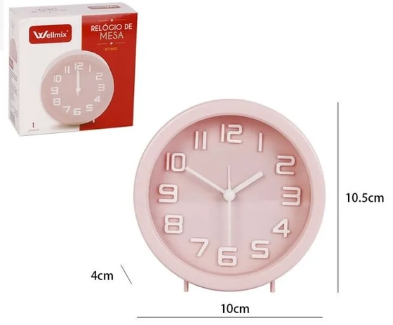 WX13639 RELOGIO DE MESA REDONDO PP REFINED ROSA 10CM