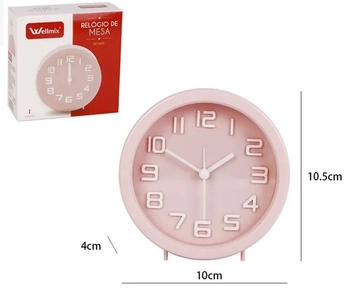 WX13639 RELOGIO DE MESA REDONDO PP REFINED ROSA 10CM