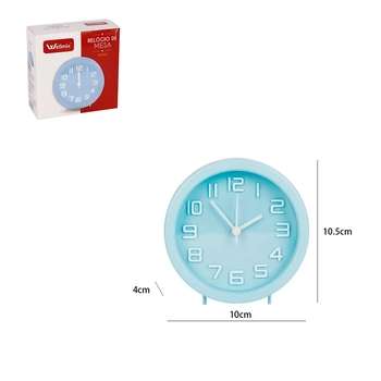 WX13640 RELOGIO DE MESA REDONDO PP REFINED AZUL 10CM