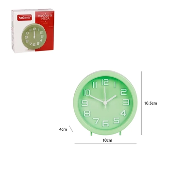 WX13641 RELOGIO DE MESA REDONDO PP REFINED VERDE 10CM