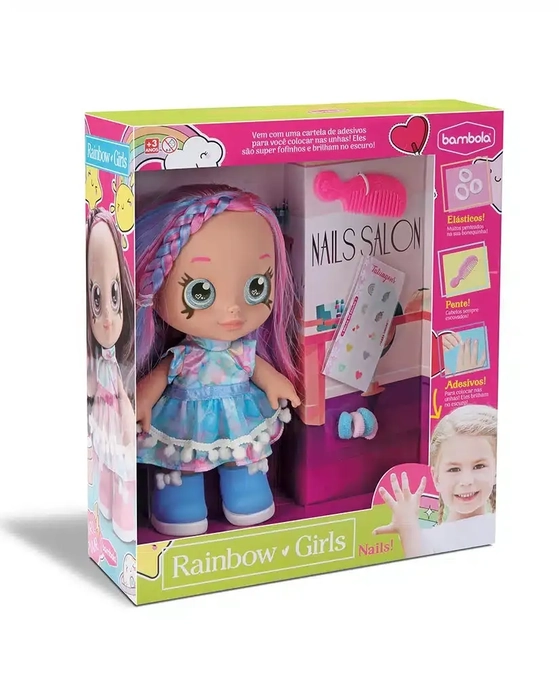 802  RAINBOW NAILS - PINK/AZUL