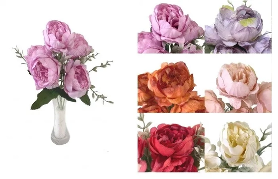 03360 MINI BUQUE DE PEONIA X 5  30CM