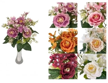 03366 MINI BUQUE DE ROSA BOURBON COM COMPLEMENTO X 7 30CM