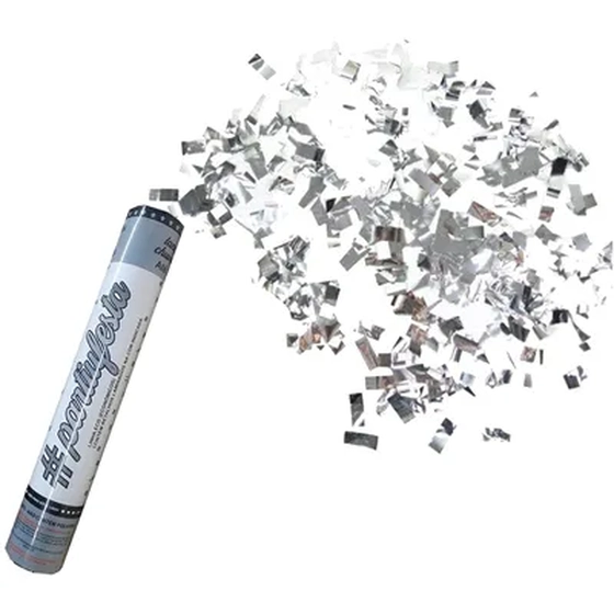 PAF006 LANÇA CONFETE METALIZADO ECO 30 CM PRATA