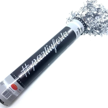 PAF009 LANÇA CONFETE METALIZADO REDONDO 30 CM PRATA