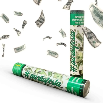 PAF022 LANÇA CONFETE PAPEL NOTA DOLAR 30 CM
