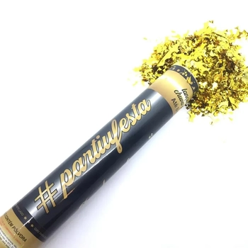 PAF011 LANÇA CONFETE METALIZADO REDONDO 30 CM DOURADO