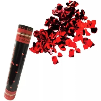 PAF013 LANÇA CONFETE METALIZADO CORACAO 30 CM VERMELHO