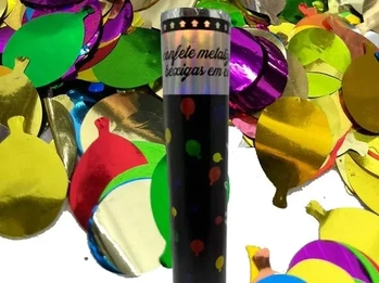 PAF151 LANÇA CONFETE METALIZADO BEXIGAS 30 CM MULTICOR