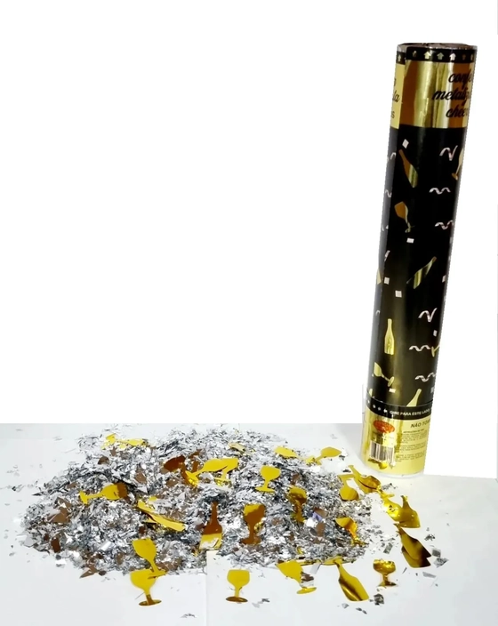 PAF154 LANÇA CONFETE METALIZADO CHEERS 30 CM TAÇAS E GARRAFA