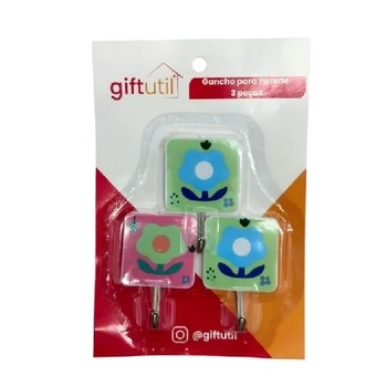 GU5153 GANCHO PARA PAREDE PLASTICO E METAL 3 PECAS