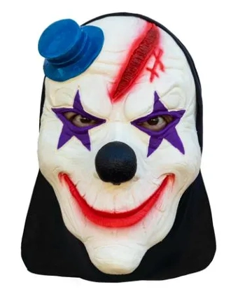 10036 MASCARA LATEX C/CAPUZ PALHACO COM CHAPEU