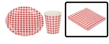 GP25163 GUARDANAPO ESTAMPADO 25X25 XADREZ VERMELHO C/20