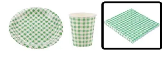 GP25165 GUARDANAPO ESTAMPADO 25X25 XADREZ VERDE C/20