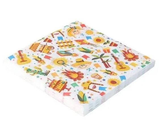 GP33161 GUARDANAPO ESTAMPADO 33X33CM JUNINA C/20