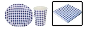 GP33162 GUARDANAPO ESTAMPADO 33X33CM XADREZ AZUL C/20