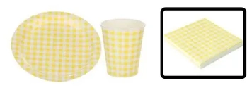 GP33164 GUARDANAPO ESTAMPADO 33X33CM XADREZ AMARELO C/20