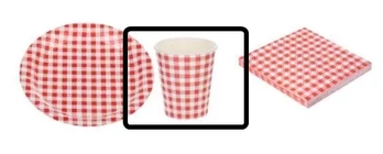 MX053S COPO DE PAPEL XADREZ VERMELHO C/10