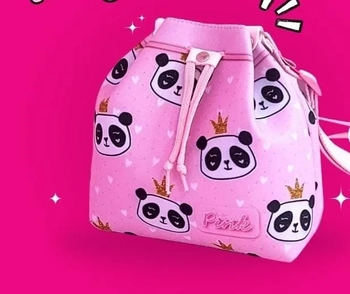 B3743 BOLSINHA BUCKET PANDA ROSA BEBE