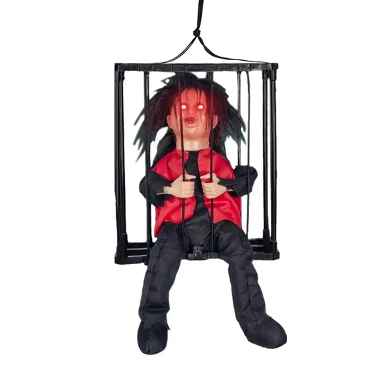 909328 BONECO ELETRONICO HALLOWEEN NA GAIOLA 23X27.5CM C/LUZ