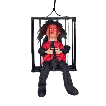 909328 BONECO ELETRONICO HALLOWEEN NA GAIOLA 23X27.5CM C/LUZ